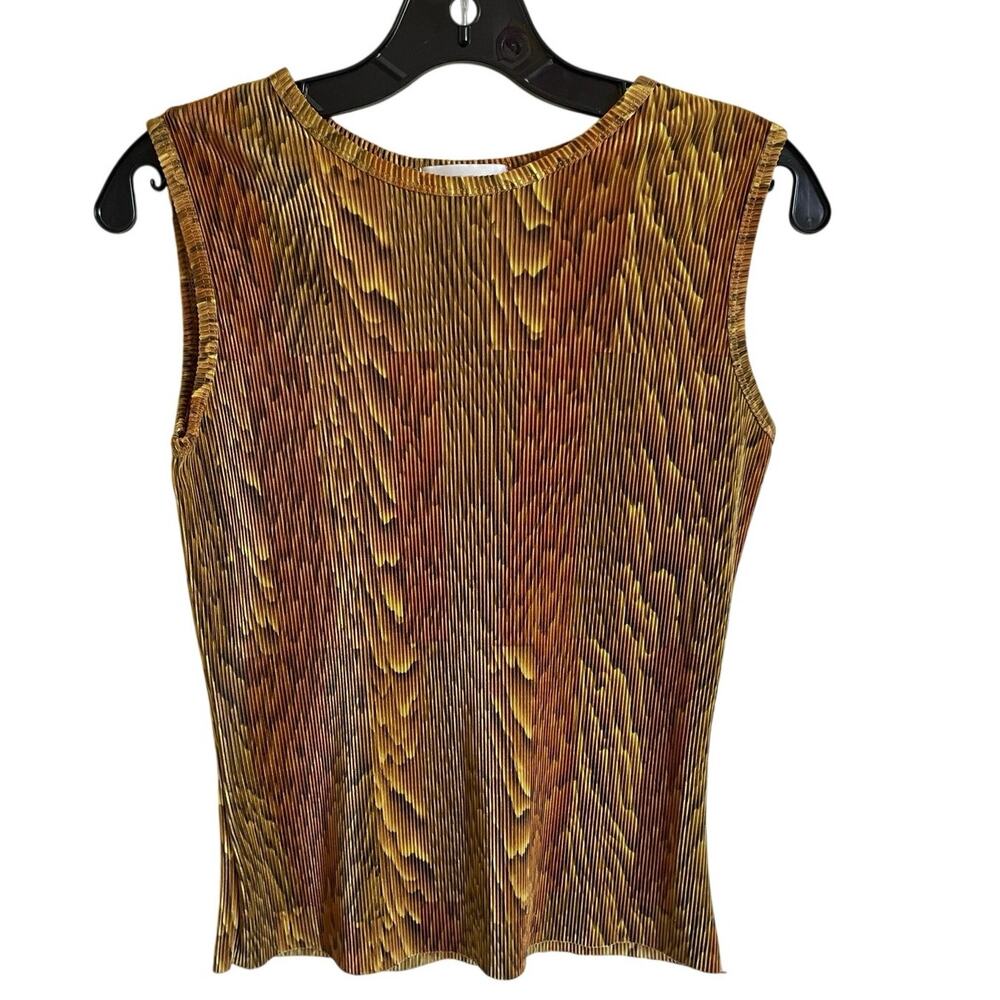 Stunning Vintage Tess Gold Plissé Pleated Tank Top